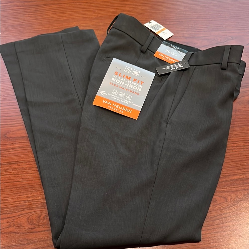 NWT- Van Heusen Charcoal Slim Fit Trousers